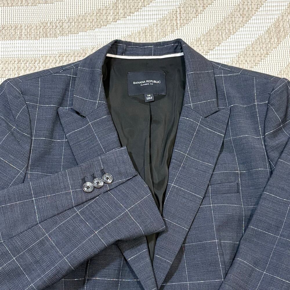 Banana Republic Women's 14 Gray Plaid Blazer Work Corporate Grunge - Picture 3 of 4